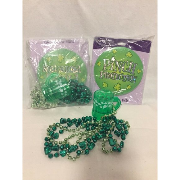 St Patricks Day Party Pack Beads Button Shot Glass - Picture 5 of 6
